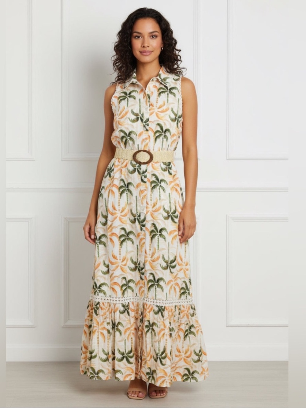 Taylor Tropical Palm Maxi Dress 6